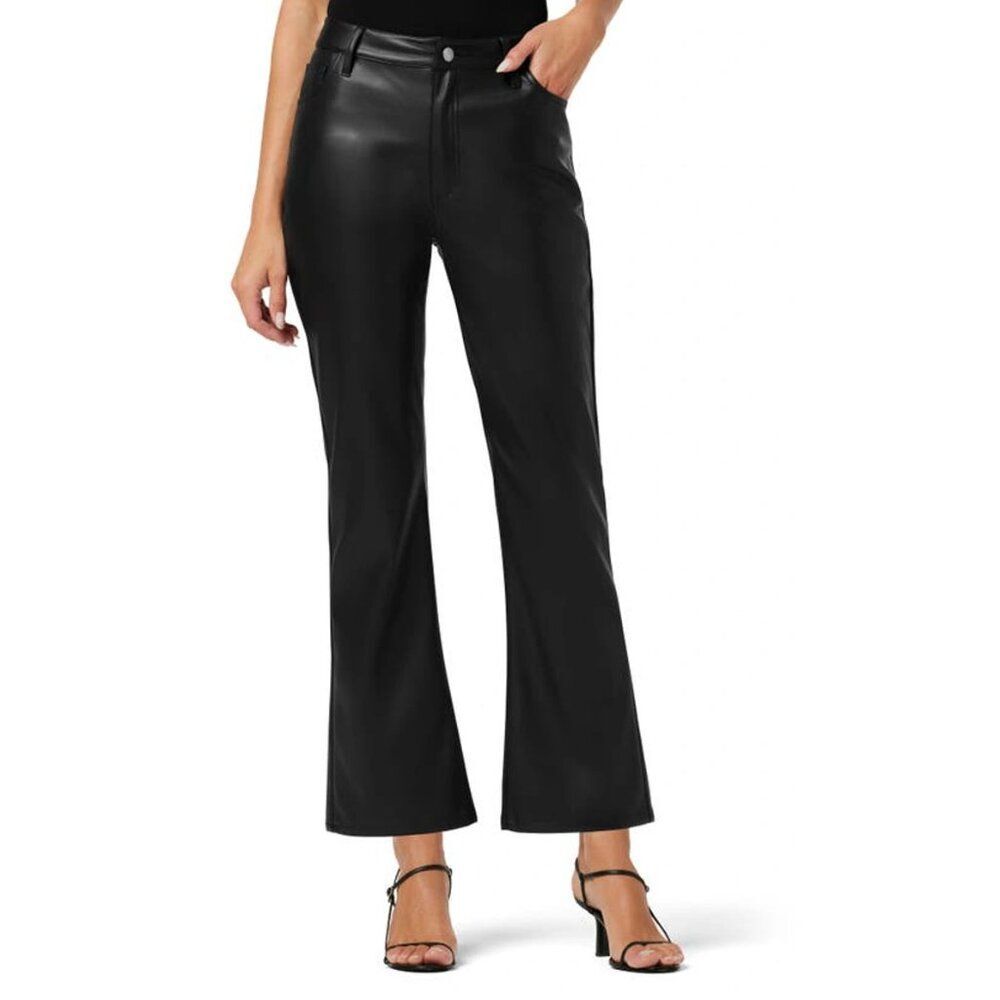 Joe's Jeans Mid Rise Black Faux Leather Cropped Bootcut Pants Size 28 Ankle
